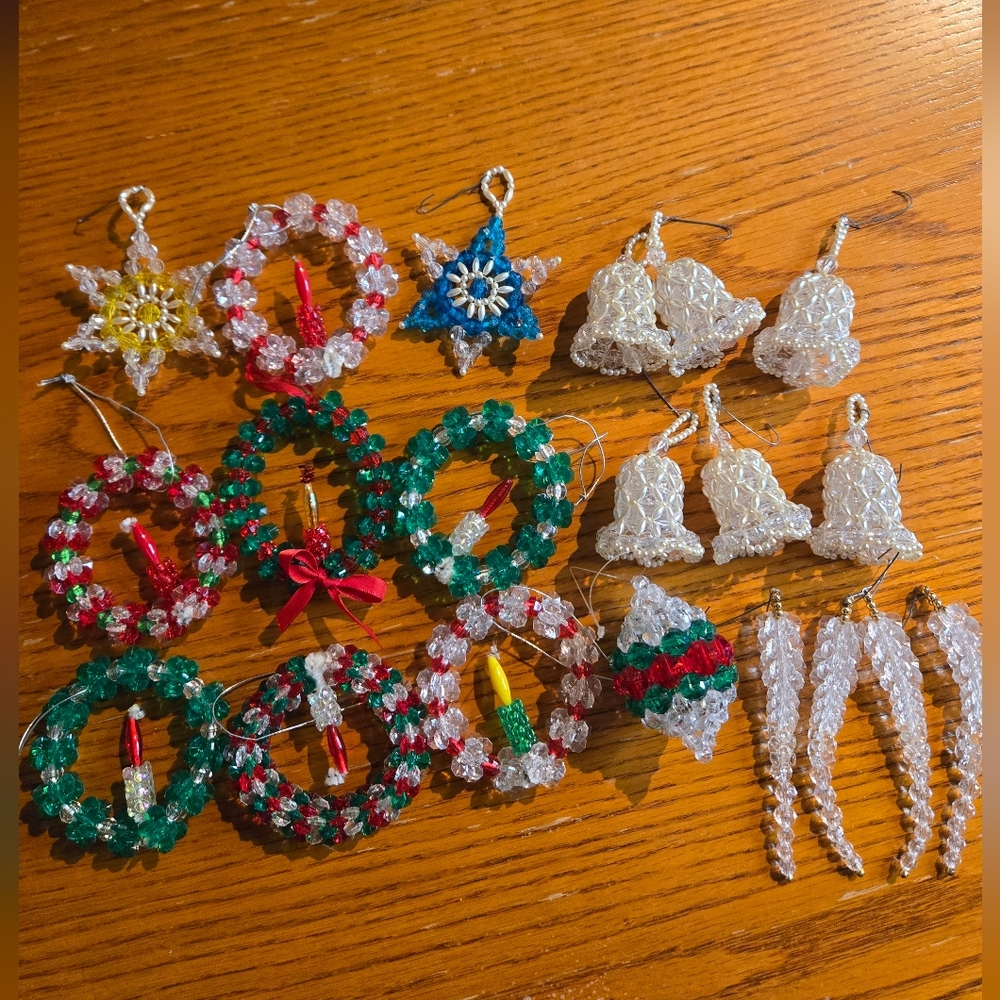 Festive Crystal Bead Holiday Ornaments - Assorted Colors